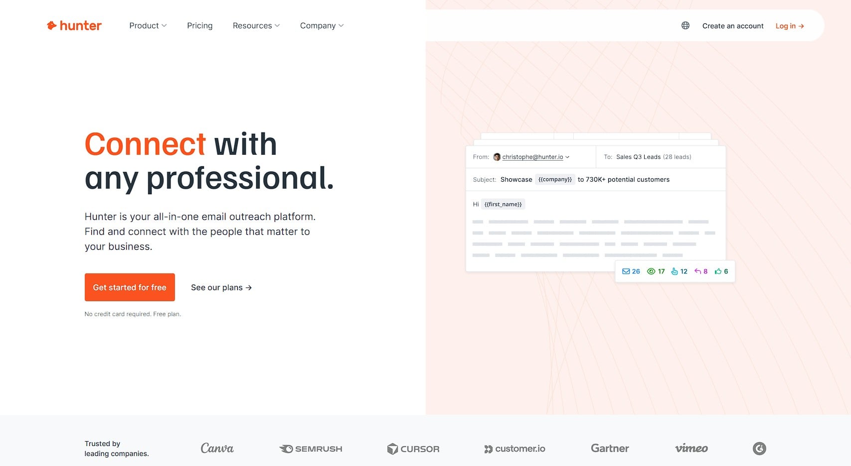 Hunter io - seo outrech tool